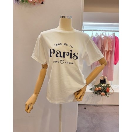 베이직 레터링 라운드넥 티셔츠