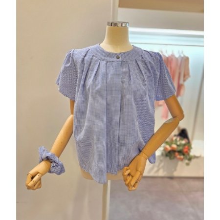 체크 블라우스 헤어밴드 세트