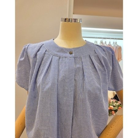 체크 블라우스 헤어밴드 세트