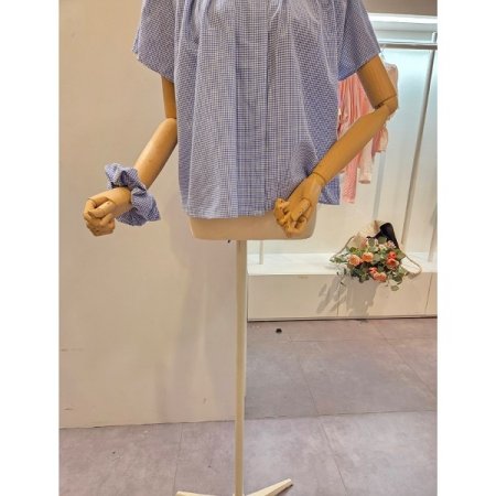 체크 블라우스 헤어밴드 세트