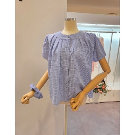 체크 블라우스 헤어밴드 세트