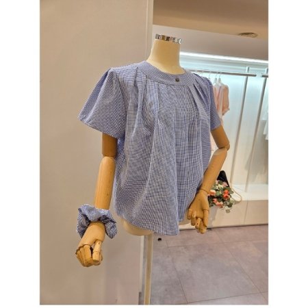 체크 블라우스 헤어밴드 세트