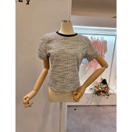 트위드짜임 라운드 티셔츠