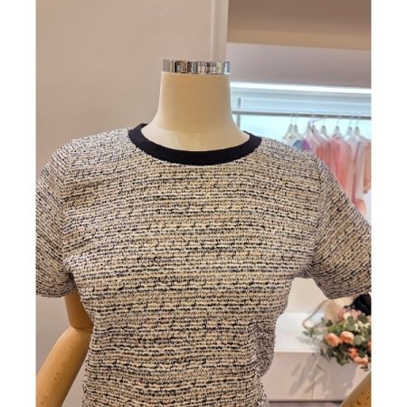 트위드짜임 라운드 티셔츠