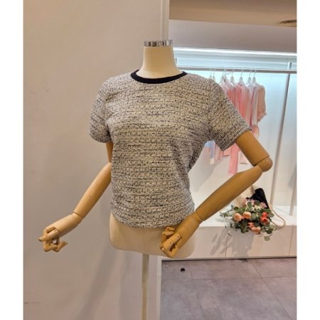 트위드짜임 라운드 티셔츠