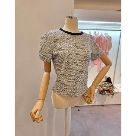 트위드짜임 라운드 티셔츠