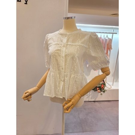 레이스 퍼프 블라우스