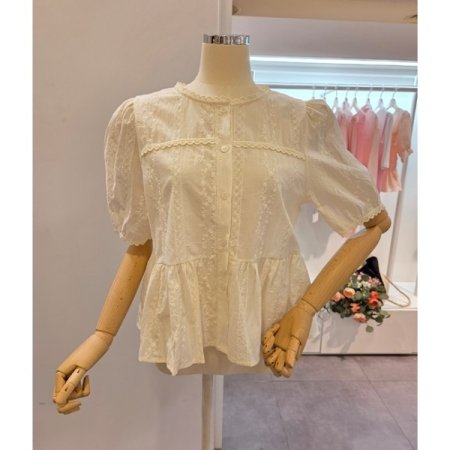 레이스 퍼프 블라우스