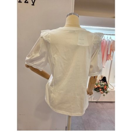 양 레이스 프린트 티셔츠