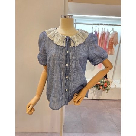 프릴 카라 블라우스