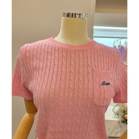 라운드넥 반팔 니트 티셔츠