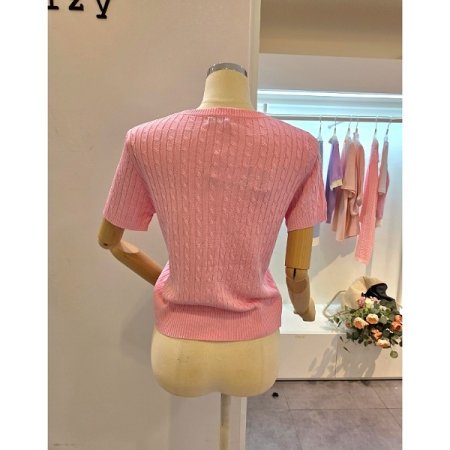 라운드넥 반팔 니트 티셔츠