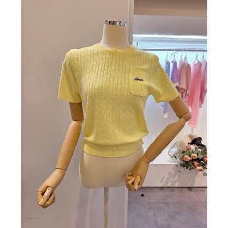 라운드넥 반팔 니트 티셔츠