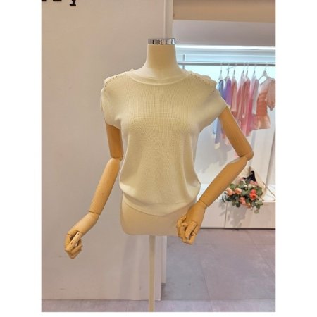 도트 포인트 민소매 티셔츠