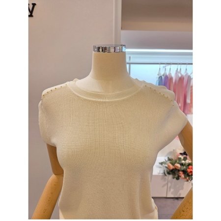 도트 포인트 민소매 티셔츠