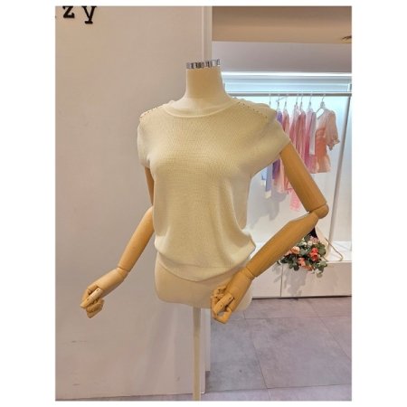 도트 포인트 민소매 티셔츠