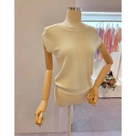 도트 포인트 민소매 티셔츠