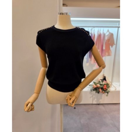 도트 포인트 민소매 티셔츠