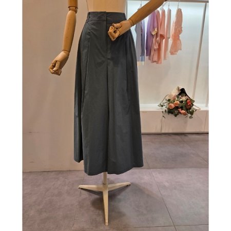 뒷밴딩 투턱 통 와이드팬츠