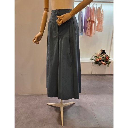 뒷밴딩 투턱 통 와이드팬츠