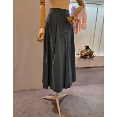 뒷밴딩 투턱 통 와이드팬츠