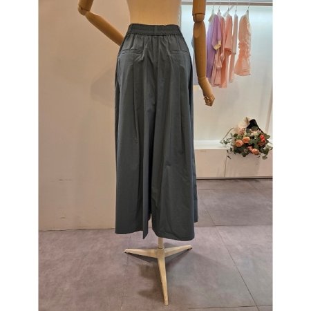 뒷밴딩 투턱 통 와이드팬츠