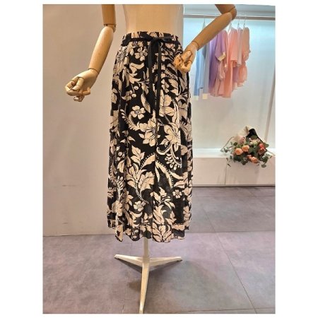 블랙 끈 플라워 스커트