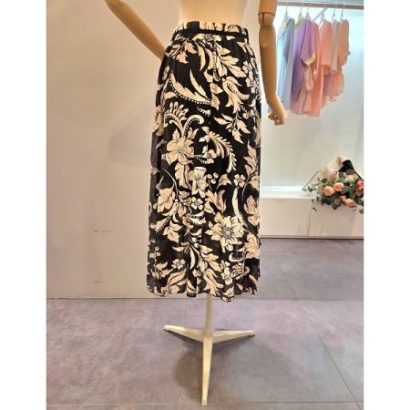 블랙 끈 플라워 스커트