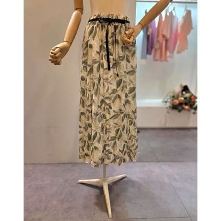 블랙 리본 잎 스커트