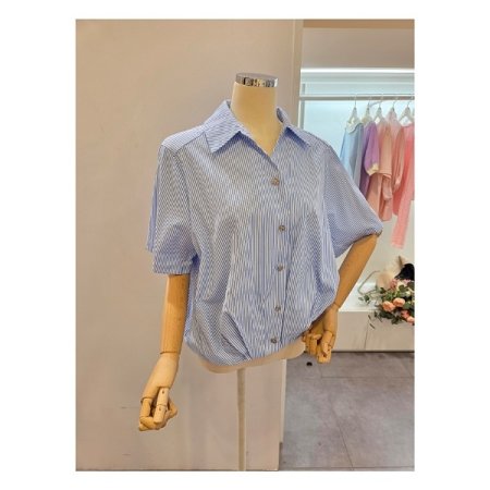 밑단 핀턱 줄지 셔츠