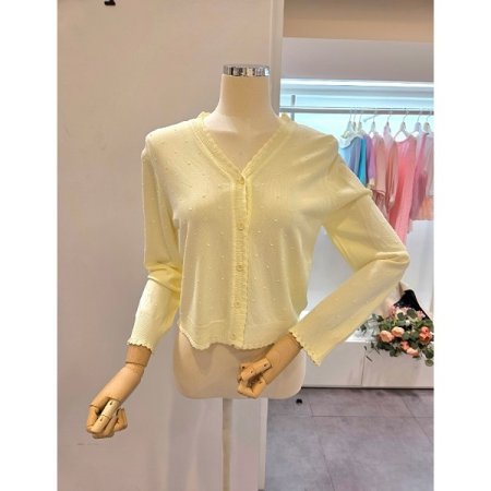 물결 브이넥 가디건