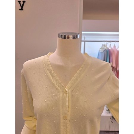 물결 브이넥 가디건