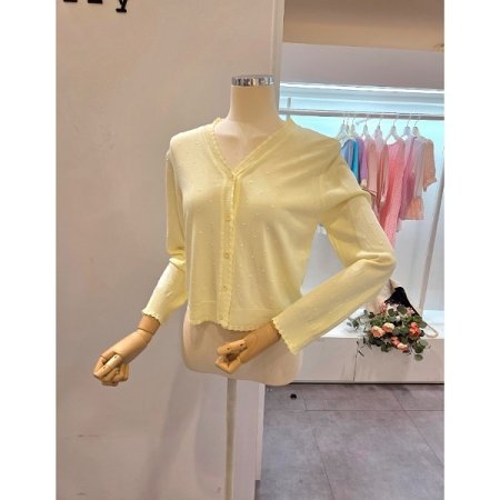 물결 브이넥 가디건