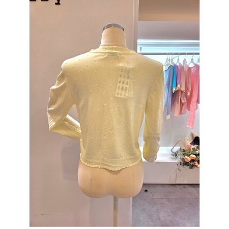 물결 브이넥 가디건