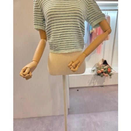 스퀘어넥 줄무늬 니트