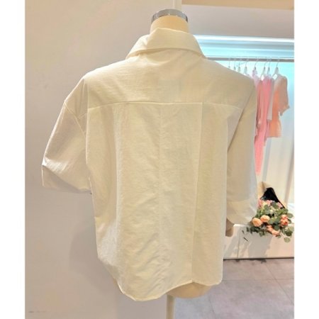 로고 자수 무지 셔츠