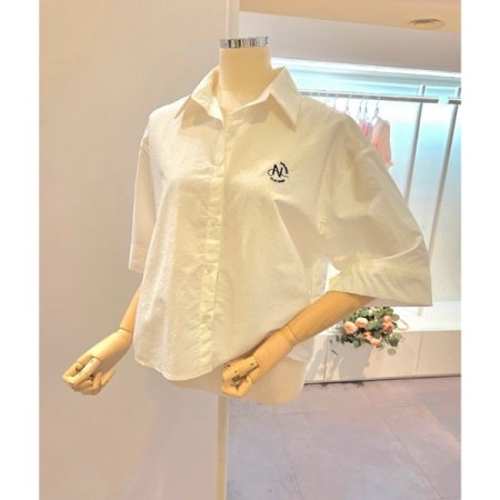 로고 자수 무지 셔츠