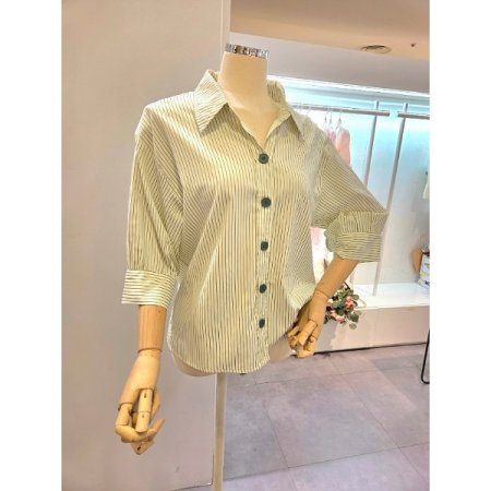 스트라이프 7부소매 셔츠