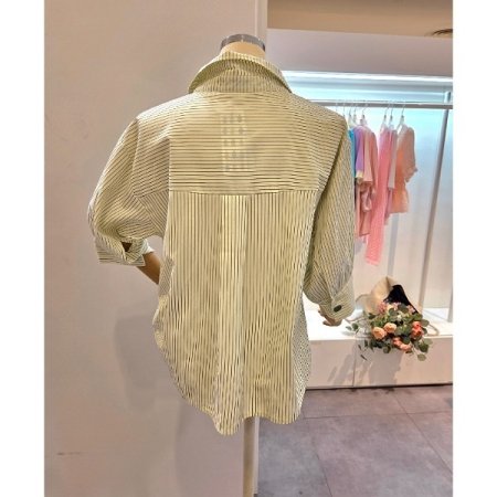 스트라이프 7부소매 셔츠