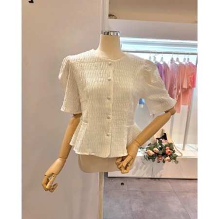 라운드 에이라인 블라우스