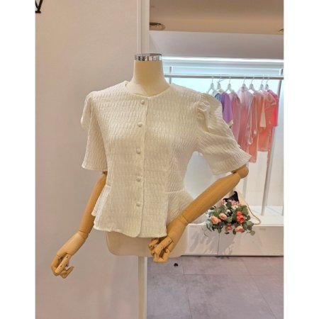 라운드 에이라인 블라우스