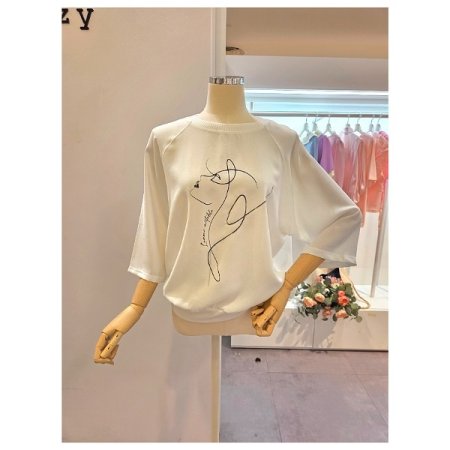 라운드 7부소매 티셔츠