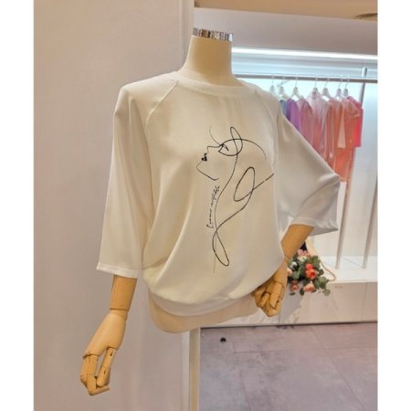 라운드 7부소매 티셔츠