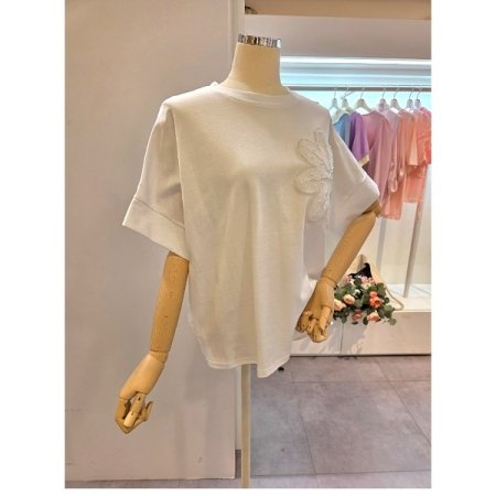 빅 플라워 라운드 티셔츠