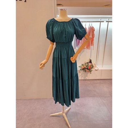 허리 밴딩 반팔 원피스