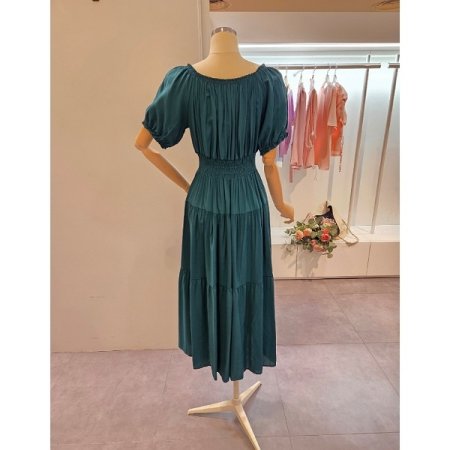 허리 밴딩 반팔 원피스