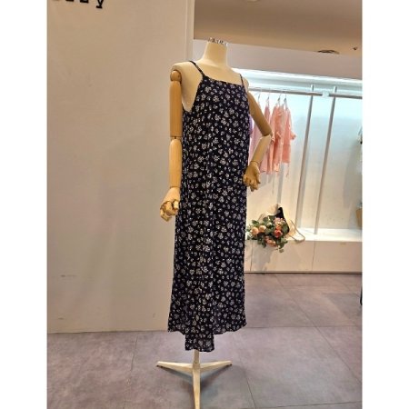 플라워 끈 롱 원피스