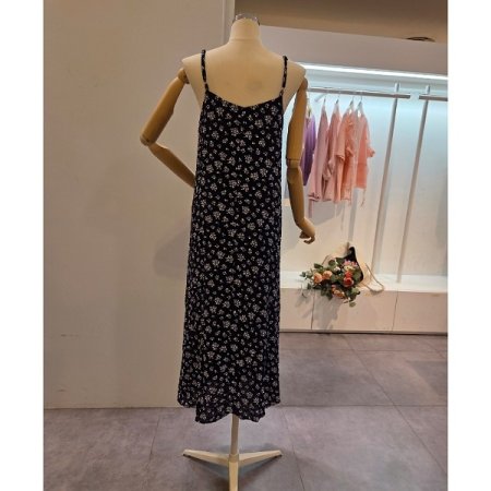 플라워 끈 롱 원피스