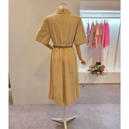 포켓 벨티드 카라 원피스