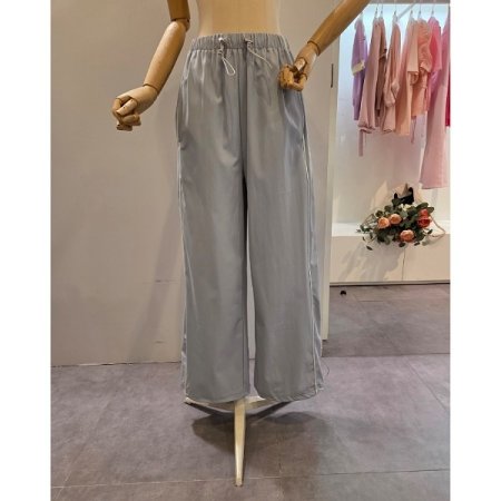 배색 줄 와이드 팬츠